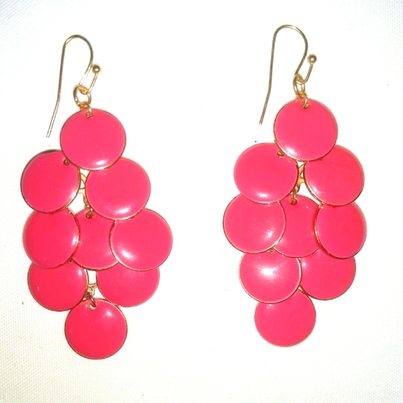 Vintage Jewelry - 80s So Groovy! Hot Pink Boho Dangling Enamel Earrings!